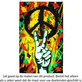 Grafitti Rasta Peace Vlag 150x90CM - Bannier - Banner - Zwart Geel Rood Groen - Vrede - Flag Polyester