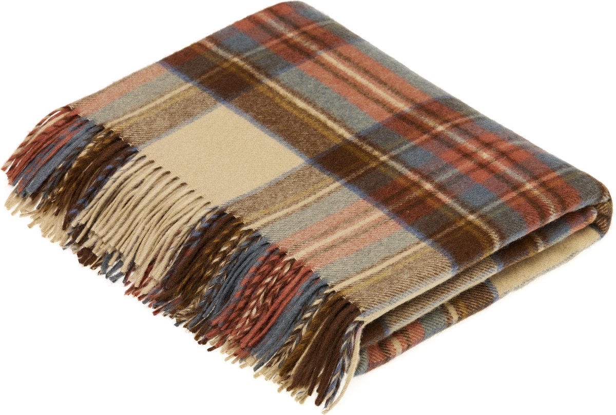 Plaid Tartan Antique Dress Stewart - Merino Lamswol - 140x185 - Bronte by Moon