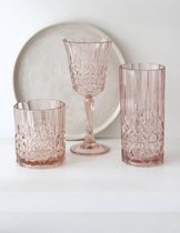 Wijnglas - acryl - onbreekbaar - licht roze - 20 cm hoog - Go Round Trading