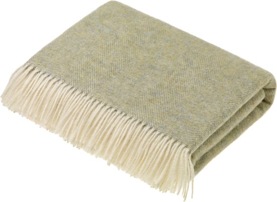 Plaid Visgraat Licht Naturel Groen (Light Sage) - Shetland Lamswol - 140x185 - Bronte by Moon Scotland