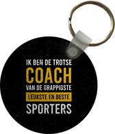 Sleutelhanger - Spreuken - Coach - Sport - Geel - Plastic - Rond - Uitdeelcadeautjes