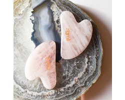 Ziamli Gua sha schraper - 100% rosequartz - Gezicht massage - Premium kwaliteit rozenkwartz - Gua sha rozenkwarts - Gua sha steen