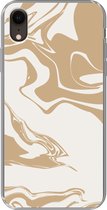 Geschikt voor iPhone XR hoesje - Marmer print - Beige - Patroon - Siliconen Telefoonhoesje