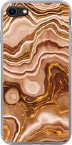 Geschikt voor iPhone 7 hoesje - Marmer print - Gouden - Patronen - Siliconen Telefoonhoesje