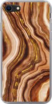Geschikt voor iPhone 7 hoesje - Marmer print - Gouden - Lijn - Siliconen Telefoonhoesje