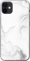 Geschikt voor iPhone 12 mini hoesje - Marmer print - Wit - Lijn - Siliconen Telefoonhoesje