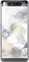 Geschikt voor Samsung Galaxy A80 hoesje - Marmer print - Gouden - Zwart - Siliconen Telefoonhoesje