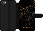 Bookcase Geschikt voor iPhone 7 telefoonhoesje - La Louvière - Kaart - Goud - Met vakjes - Wallet case met magneetsluiting