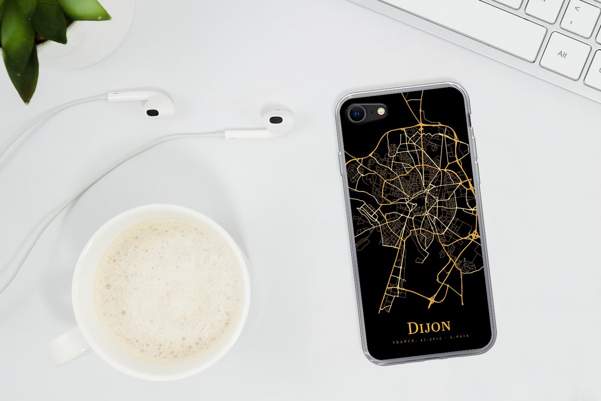 Coque iPhone 7 - Dijon - Carte - Or - Coque de téléphone en Siliconen | bol