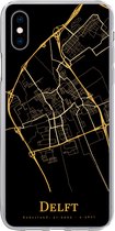 Geschikt voor iPhone Xs Max hoesje - Delft - Kaart - Goud - Siliconen Telefoonhoesje