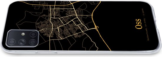 Telefoonhoesje Geschikt voor Samsung Galaxy A71 hoesje - Oss - Kaart - Black and gold - Siliconen Telefoonhoesje Telefoonhoesje