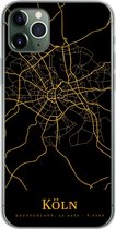 Geschikt voor iPhone 11 Pro Max hoesje - Köln - Kaart - Goud - Siliconen Telefoonhoesje
