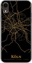 Geschikt voor iPhone XR hoesje - Köln - Kaart - Goud - Siliconen Telefoonhoesje