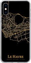 Geschikt voor iPhone X hoesje - Le Havre - Kaart - Goud - Siliconen Telefoonhoesje