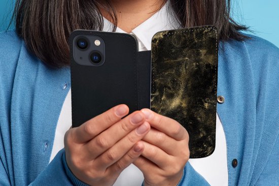 Étui pour téléphone Bookcase iPhone 13 Mini - Goud - Glitter - Zwart - Avec poches - Étui portefeuille avec fermeture magnétique