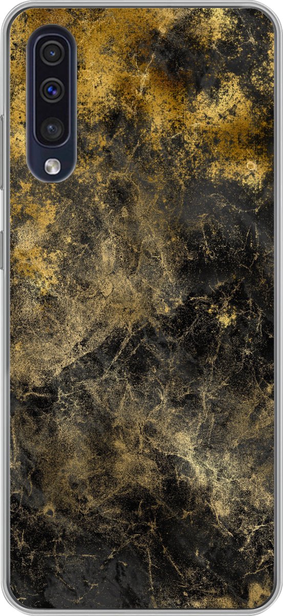 Telefoonhoesje Geschikt voor Samsung Galaxy A50 hoesje - Gold - Luxe - Vintage - Zwart - Siliconen Telefoonhoesje Telefoonhoesje
