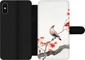 Bookcase iPhone XS Max telefoonhoesje - Japanse esdoorn - Scandinavisch - Vogel - Tak - Met vakjes - Wallet case met magneetsluiting