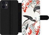 Étui pour téléphone iPhone 12 Bookcase - Japon - Zwaluw - Vogels - Baie - Vintage - Avec compartiments - Étui portefeuille avec fermeture magnétique