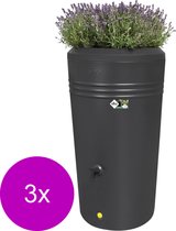 Elho Green Basics Regenton - Regenton - Living Black - Buiten  - 200 Liter - 3 stuks
