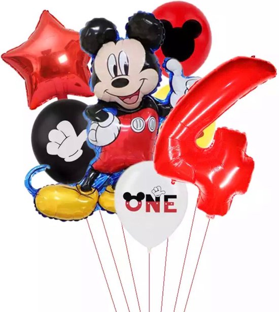 Disney Mikey Folie Ballonnen Set Mickey Mouse Ballon 7 stuks Verjaardagsfeestje Decoratie -4 jaar