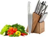 Lopoleis Messenset 15-delig - Houten Blok – Keukenmessen – RVS – Messenslijper – Keukenschaar - Messenblok