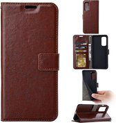 LuxeBass Telefoon Wallet Bookcase voor iPhone XS Max - Portemonnee telefoonhoesje voor Bankpassen - Kunstleer - Siliconen Houder - Magnetische sluiten - Bruin - telefoonhoes - gsm