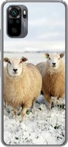 Geschikt voor Xiaomi Redmi Note 10 hoesje - Groep nieuwsgierige schapen - Siliconen Telefoonhoesje