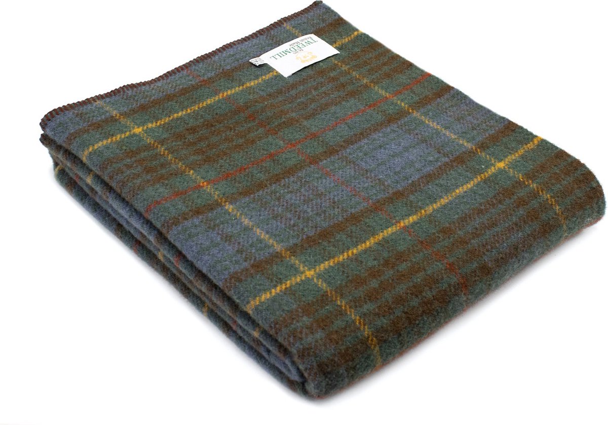 Tweedmill Plaid zonder franje Tartan Antique Hunting Stewart - 150x200 - Nieuw Wol - Tweedmill UK Groen