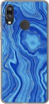 Geschikt voor Huawei P20 Lite (2020) hoesje - Marmer print - Blauw - Goud - Siliconen Telefoonhoesje