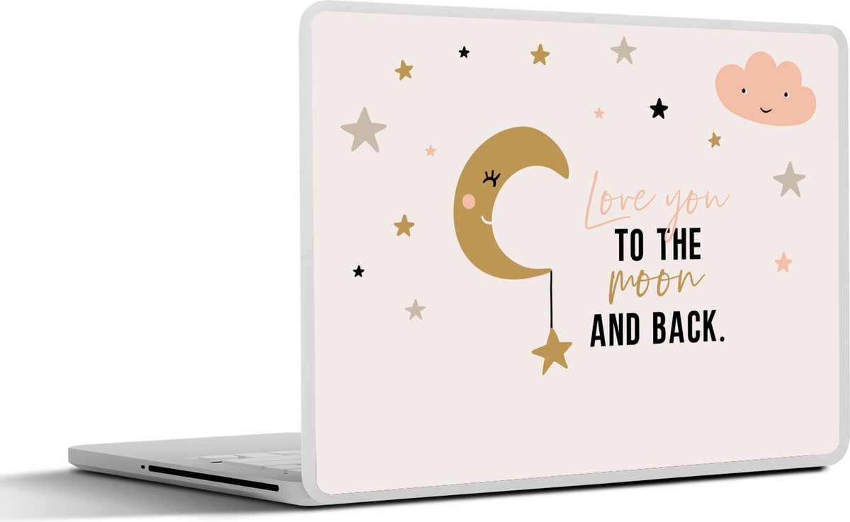 Laptop sticker - 10.1 inch - Spreuken - Love you to the moon and back - Quotes - Kinderen - Kids - Baby - Meiden - 25x18cm - Laptopstickers - Laptop skin - Cover