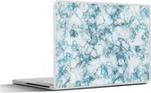 Laptop sticker - 15.6 inch - Marmer - Blauw - Wit - 36x27,5cm - Laptopstickers - Laptop skin - Cover