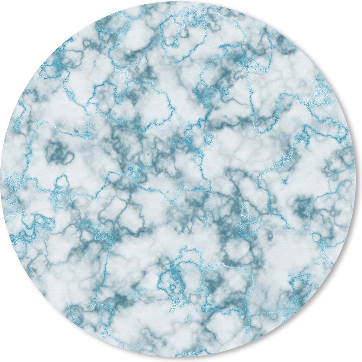 Muismat rond 50x50 cm - Mousepad Marmer - Turquoise - Lijn - Ronde muismatten