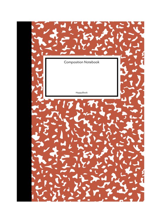 HappyBook - Notitieboek - Klassiek - Oranje - Zwart - Werk - Studie - School - Lijntjes - Softcover - Boekenlegger - Cadeau - Relatiegeschenk - Composition - Journal - Business - Zakelijk schrijven - Doelen stellen - Notities - To Do Lijsten