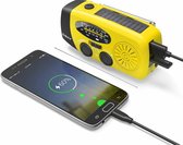 Thuys Noodradio - Noodradio opwindbaar - Solar oplaadbaar - Meerdere zaklamp standen - 1000 mAh powerbank - Ingebouwd kompas - Dynamo - Radio - Waterdicht - Makkelijk om mee te nemen - Geel