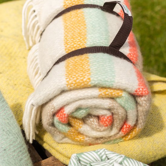 Picknickkleed Polo Gestreept Spring - Wol - Leren Draagset - Waterdicht - 145x183cm - Tweedmill