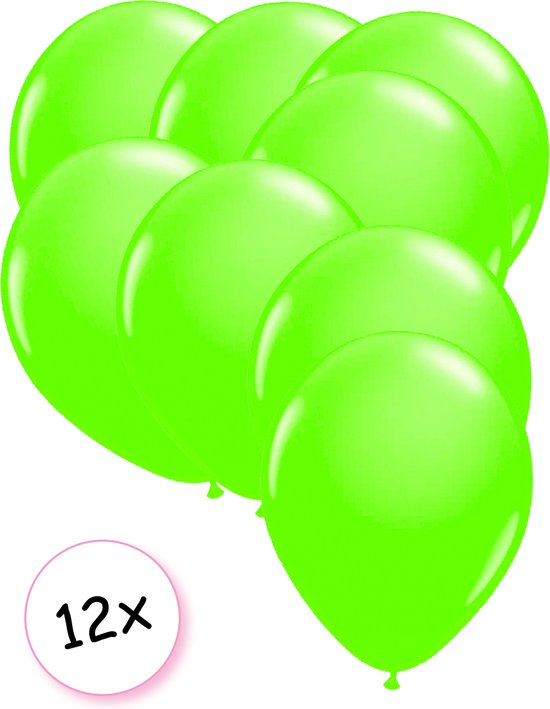 Ballonnen Neon Groen12 stuks 25 cm