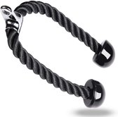 Luxiqo® Tricep Touw - Double Tricep Rope - Press Down - Biceps Fitness Touw - Trekkoord voor Krachtstation - Handgreep - Zwart