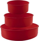 Milla Siliconen Bakvormen - Geschikt voor in de oven - Taartvorm - Bakspullen - Rood - 3 Stuks -  S, M, L