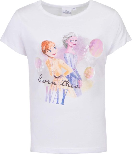Frozen Elsa en Anna wit t-shirt | maat 128