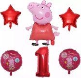 Peppa Pig folie ballonen 6 stuks Decoratie Kinderen Verjaardag Ballon Nummer 1