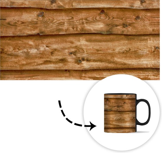 Magische Mok - Foto op Warmte Mokken - Koffiemok - Vintage - Bruin - Planken - Houten - Magic Mok - Beker - 350 ML - Theemok van Yoursurprise — afbeelding 5