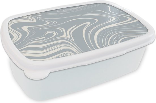 Boîte à pain Wit - Boîte à lunch - Boîte à pain - Marbre - Grijs - Jaune - 18x12x6 cm - Adultes
