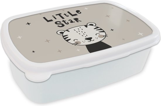 Broodtrommel Wit - Lunchbox - Brooddoos - Little star - Kinderen - Quotes - Spreuken - Kids - Baby - Kindje - 18x12x6 cm - Volwassenen