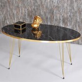 Sierra Salontafel | Marmer look | Zwart | Luxe design | Marmeren bijzettafel | Sofa tafels Ovaal | Woonkamer tafel | Luxe bijzettafels | 100 x 50 x 42 cm
