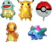 Pokemon balonnen, pikachu helium balonnen(5 stuks)-Feest balonnen- Pikachu - Charmander - Ivysaur - Squirtle