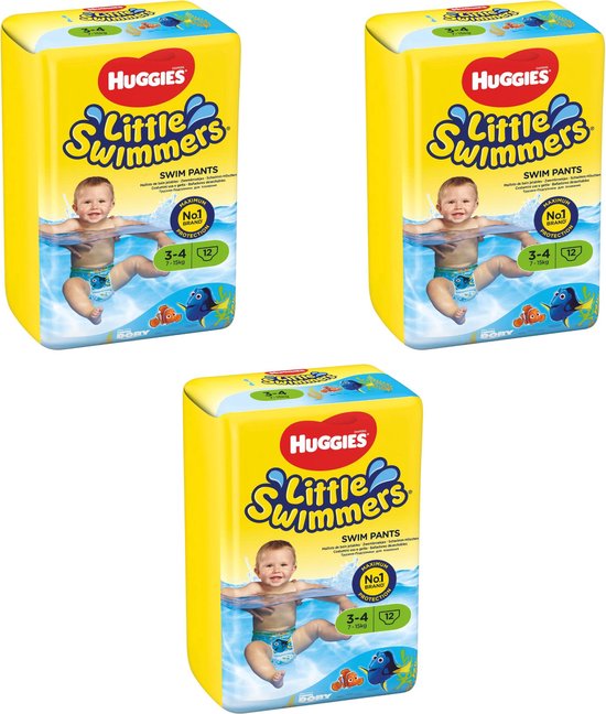 Huggies Little Swimmers / Zwemluiers Maat 3-4 - Voordeelverpakking 3 x 12 Stuks