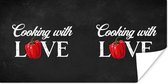 Poster Tekst - Koken - Keuken - Paprika - Cooking with love - Liefde voor koken - Spreuken - 40x20 cm - Vaderdag cadeau - Geschenk - Cadeautje voor hem - Tip - Mannen