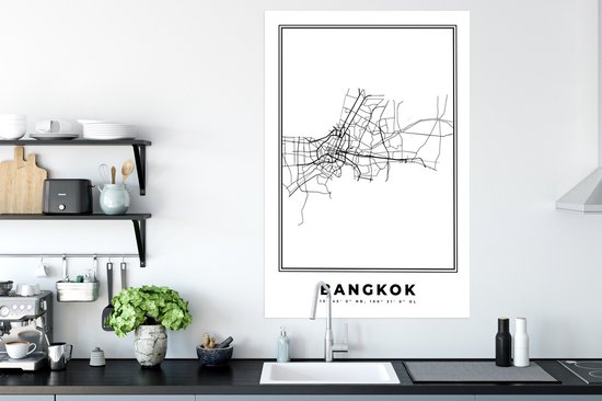 Affiche Bangkok - Thaïlande - Carte - 80x120 cm - Plan de ville