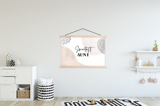 Porte-affiche avec affiche - Affiche scolaire - Citation - Tante - Pastel - Tante - 120x80 cm - Lattes vierges