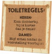 bordje Toiletregels 20 cm hout naturel